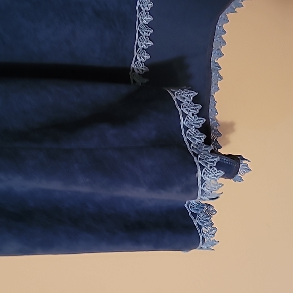 Vintage 100% cotton velour blue skirt and vest - Picture 3 of 9
